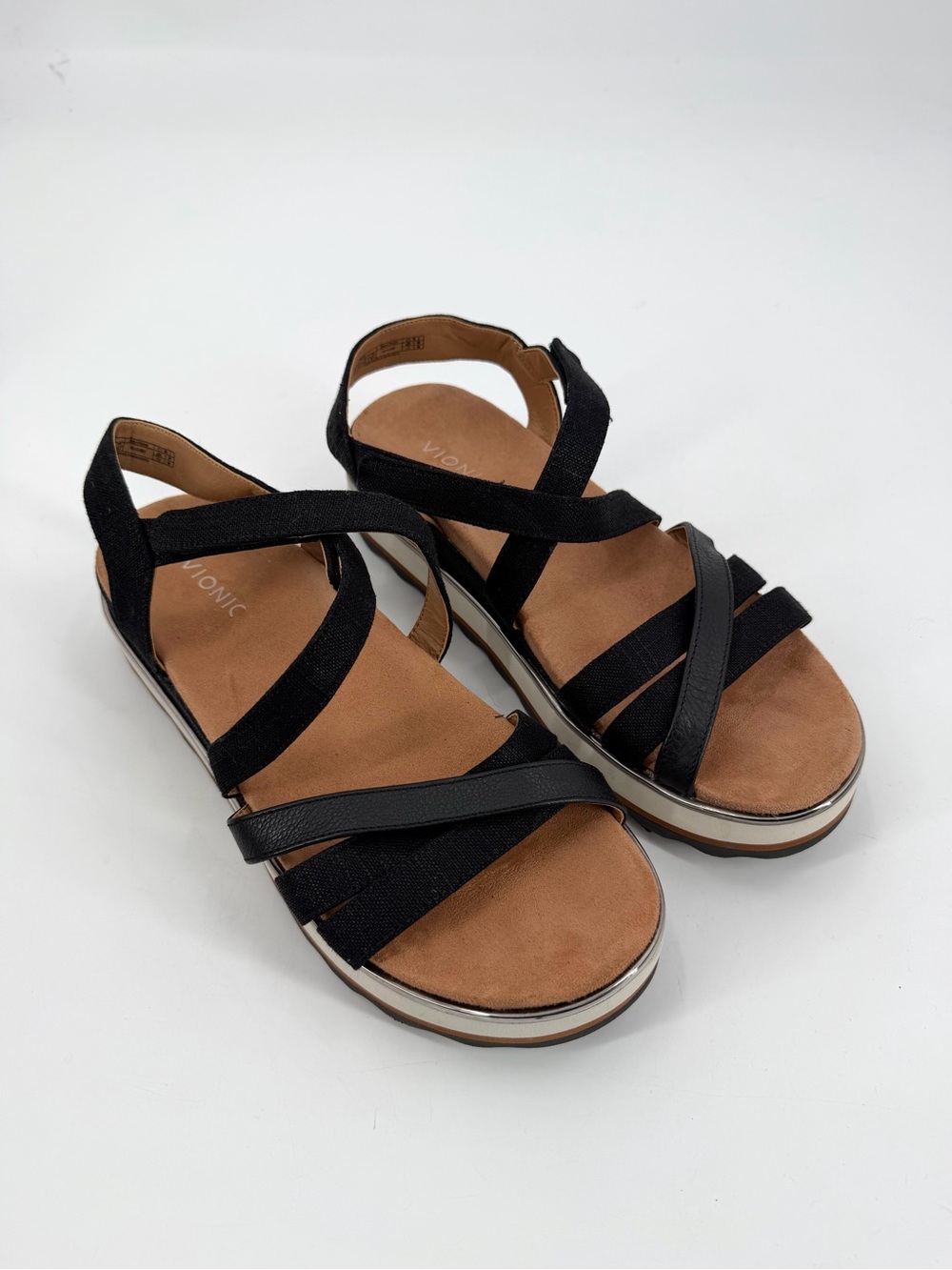 Vionic Kellyn cross strap platform arch support casual luxe comfort sandal shoe